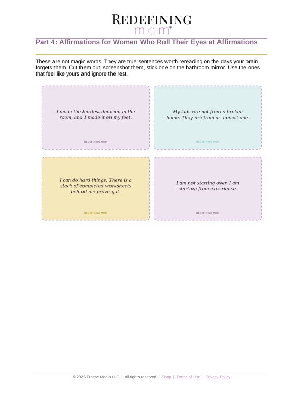 Affirmation cards page